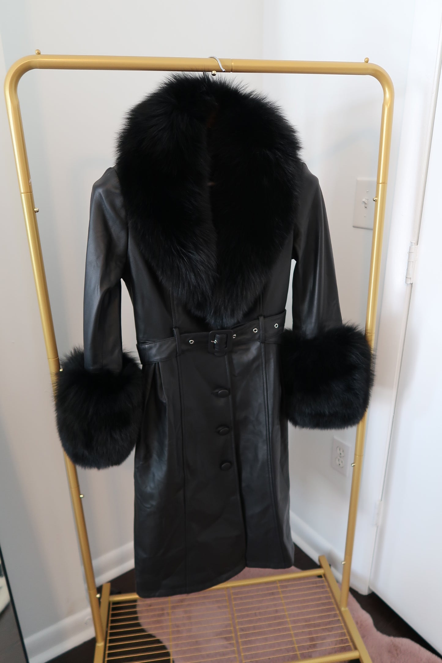 Leather and Fur Trench Coat