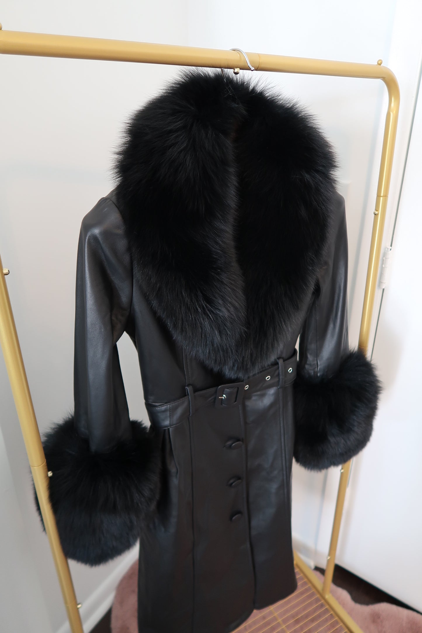 Leather and Fur Trench Coat