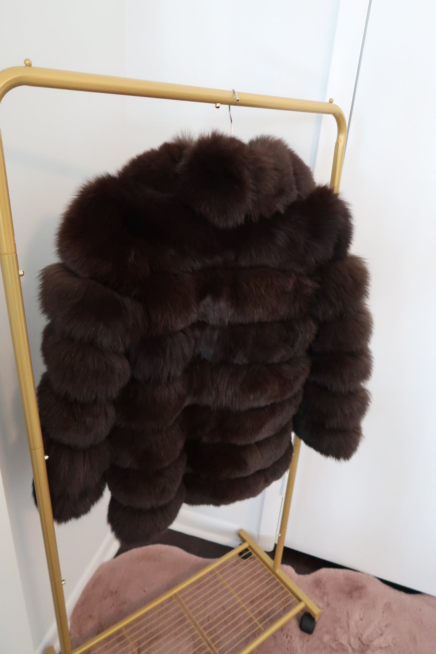 Deep Brown Fox Fur Oversize Coat - Sale