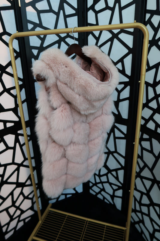 Pink Hooded Long Vest- Sale