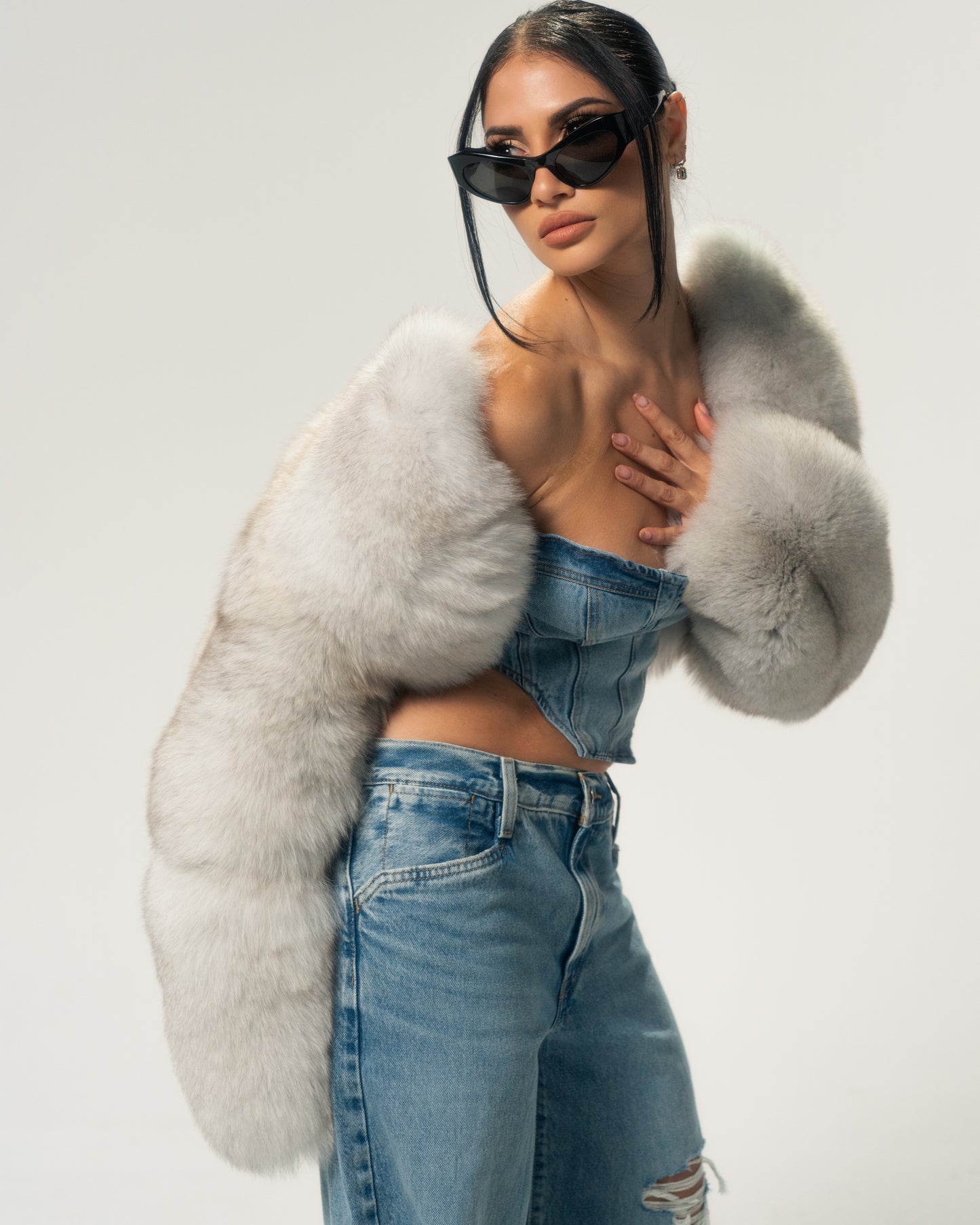 Cropped Fox Fur Coat -Sale