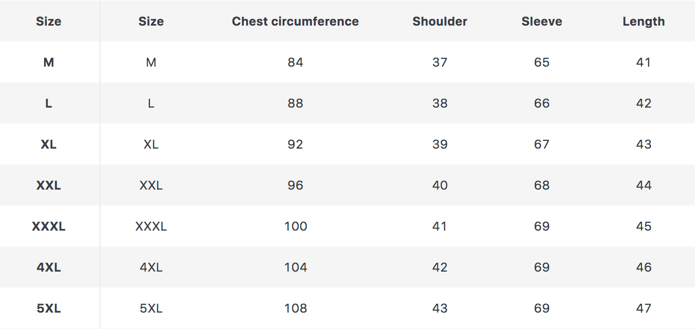 Size chart
