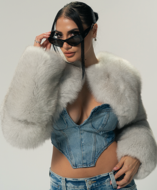 Cropped Fox Fur Coat -Sale