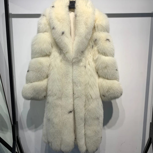 Spotted Fox Fur Long Coat -W25